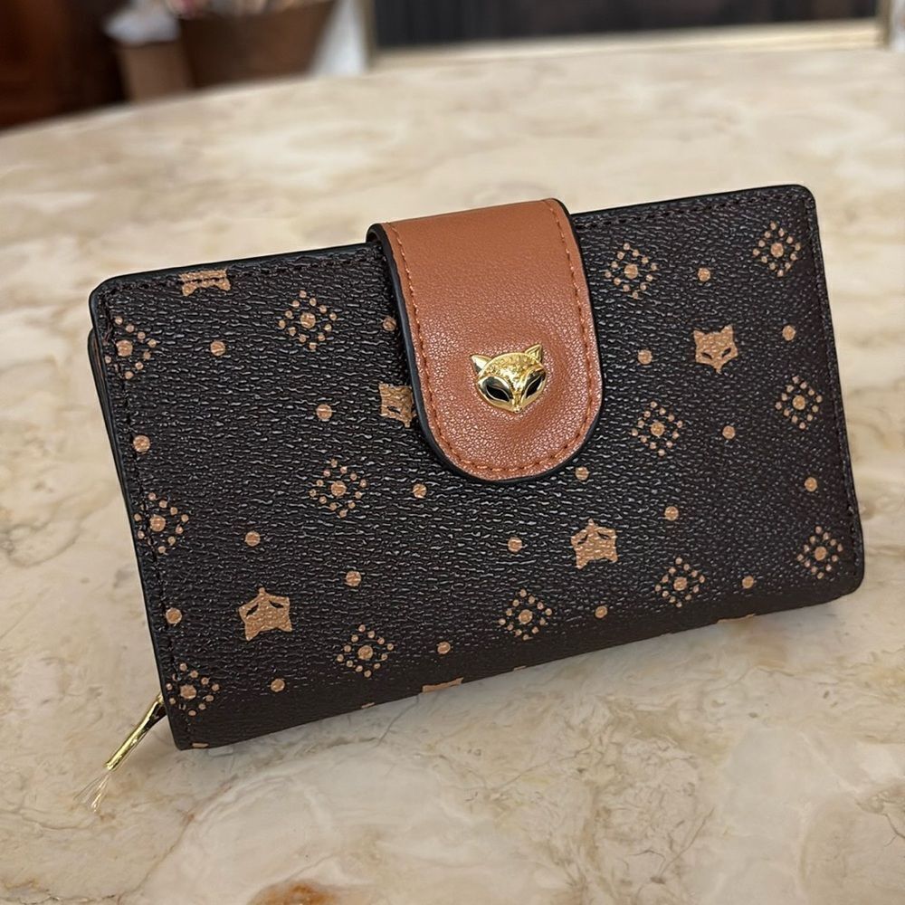NEW! Foxer Amy Women PVC Material Fox Print Wallet